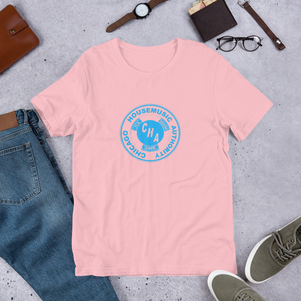 House token aka Chicago House Music Authority sky blue print Unisex t-shirt