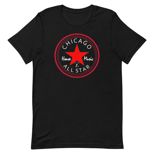 Chicago House Music All-Star, red star with white print (IHB) Unisex t-shirt