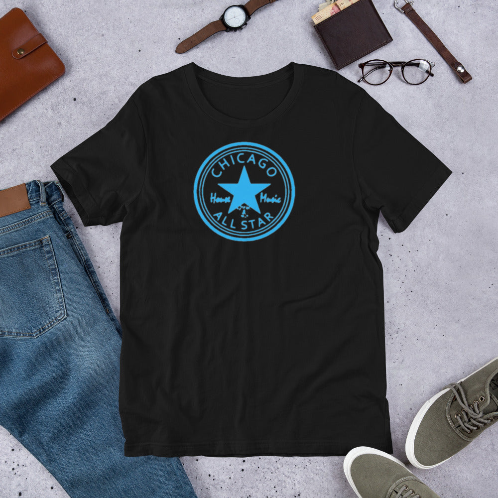 Chicago House Music All-Star lite blue print Unisex t-shirt