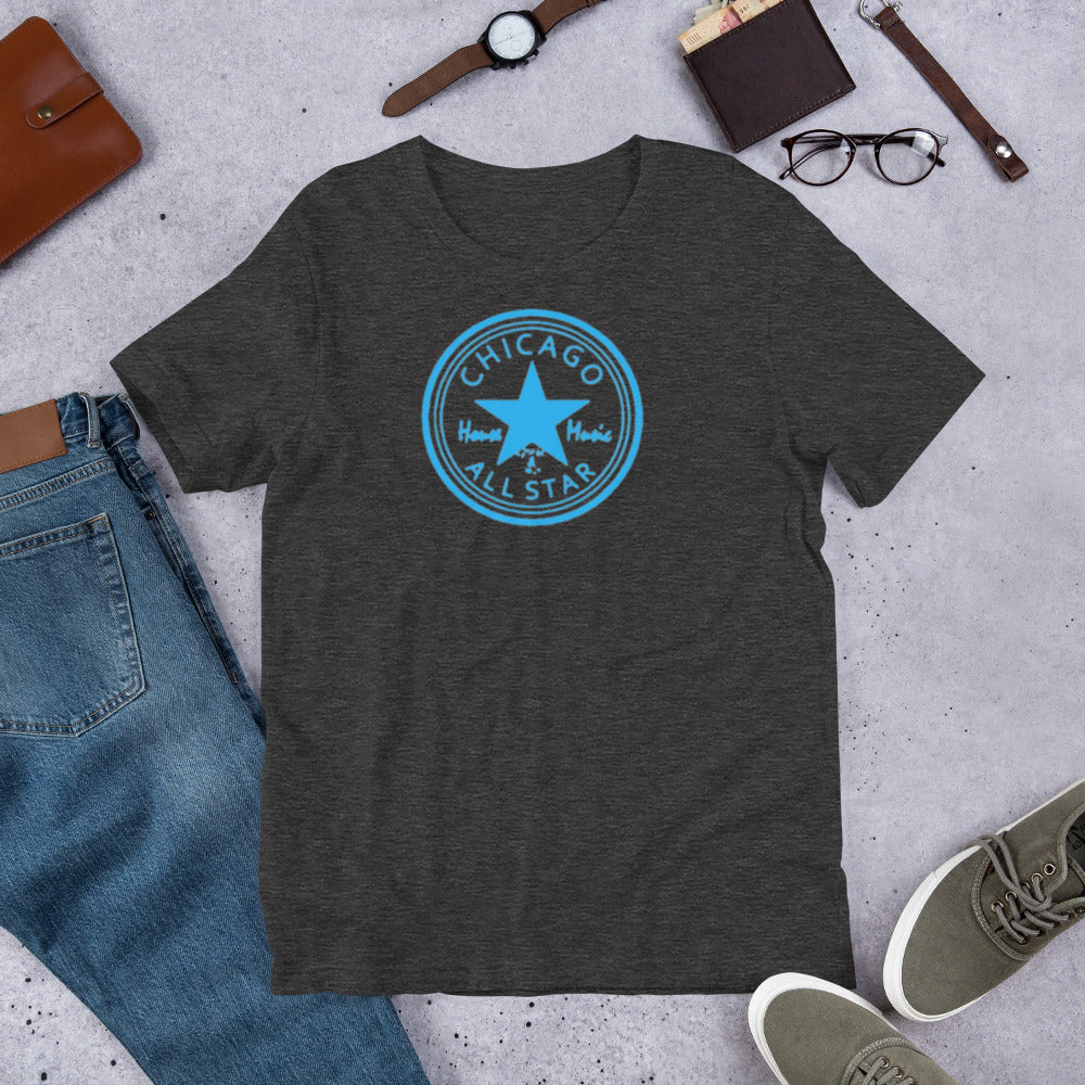 Chicago House Music All-Star lite blue print Unisex t-shirt