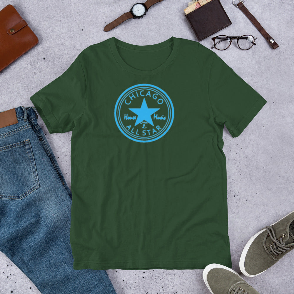 Chicago House Music All-Star lite blue print Unisex t-shirt