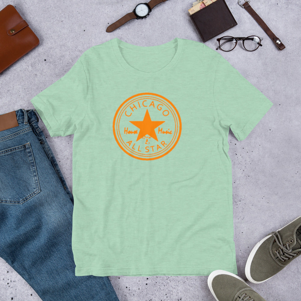 Chicago House Music All-Star orange  print Unisex t-shirt