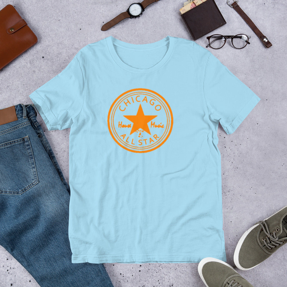 Chicago House Music All-Star orange  print Unisex t-shirt